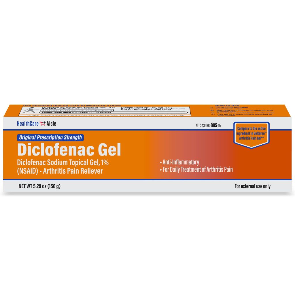 HealthCareAisle Diclofenac Gel, 1%, Arthritis Pain Relief - 150 g tube - Original Prescription Strength (NSAID)