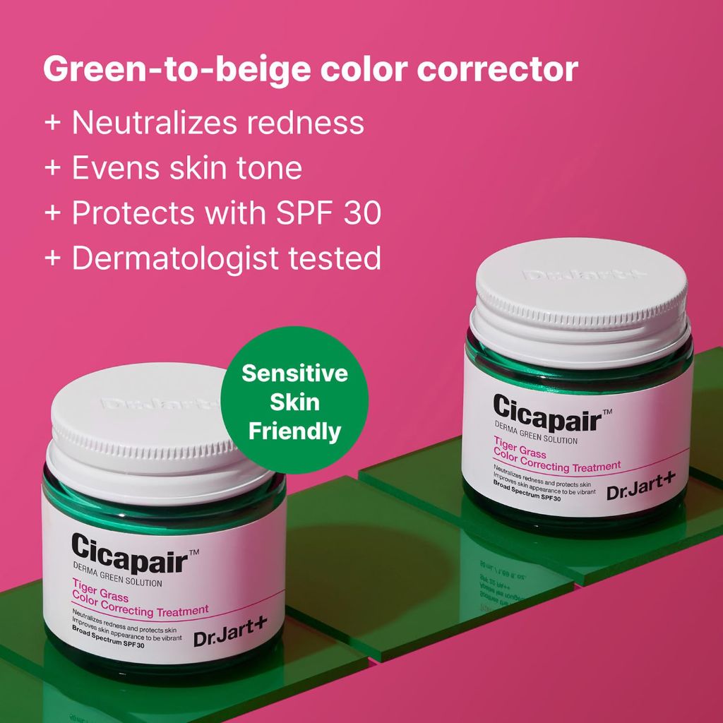 Dr.Jart+ Cicapair Tiger Grass Color Correcting Treatment SPF 30 with Centella Asiatica, 0.5 Fl Oz