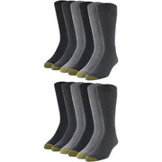 GOLDTOE Men's Stanton Crew Socks, Multipairs, Charcoal/Grey Marl/Black (12-Pairs), Large