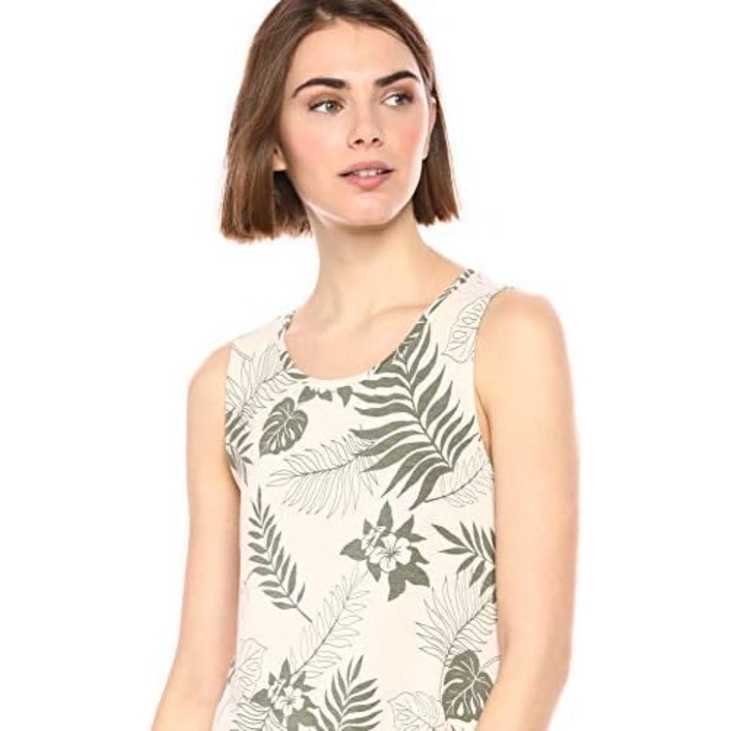 Amazon Essentials Daytrip Mini Slip Dress - Oatmeal Palm Leaf, XXL