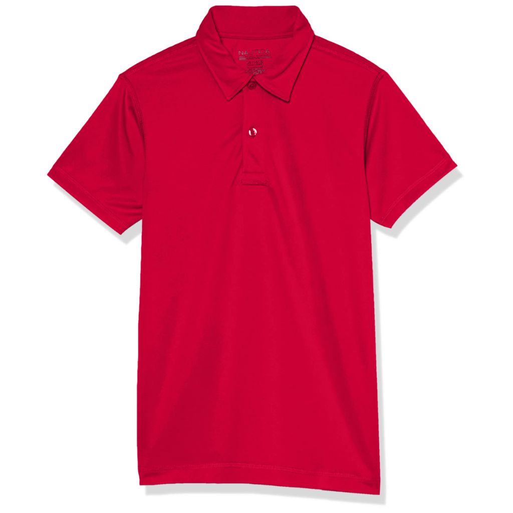 Nautica Boy's School Uniform Sensory-Friendly Short Sleeve Performance Polo, Red, 6