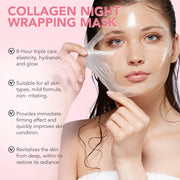 Collagen Night Wrapping Mask, 2 PCS Collagen Jelly Face Masks with Jelly Brush