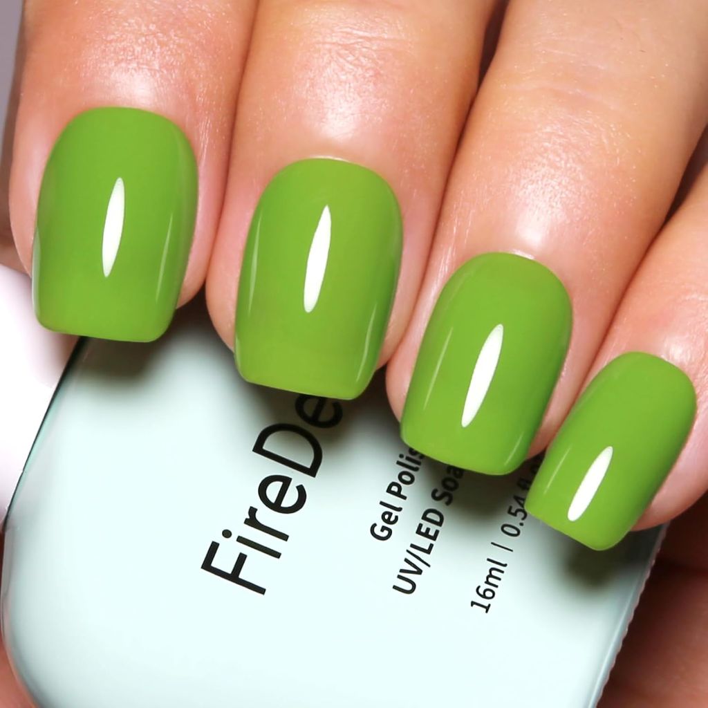 FIREDEEP - Brilliant Green Gel Nail Polish, 0.54 Fl Oz | Olive Green