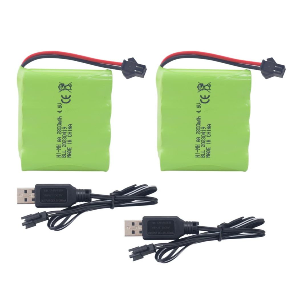 Sea Jump 4.8V 2800mAh AA Rechargeable Battery with SM-2P Plug & USB Charger