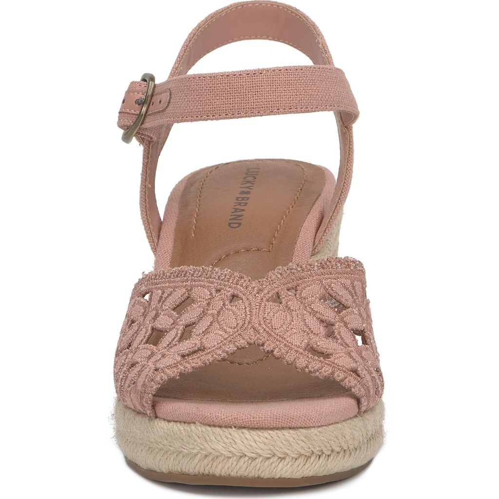 Lucky Brand Coyna Floral Espadrille Wedge Sandal, Bellini - size 10M