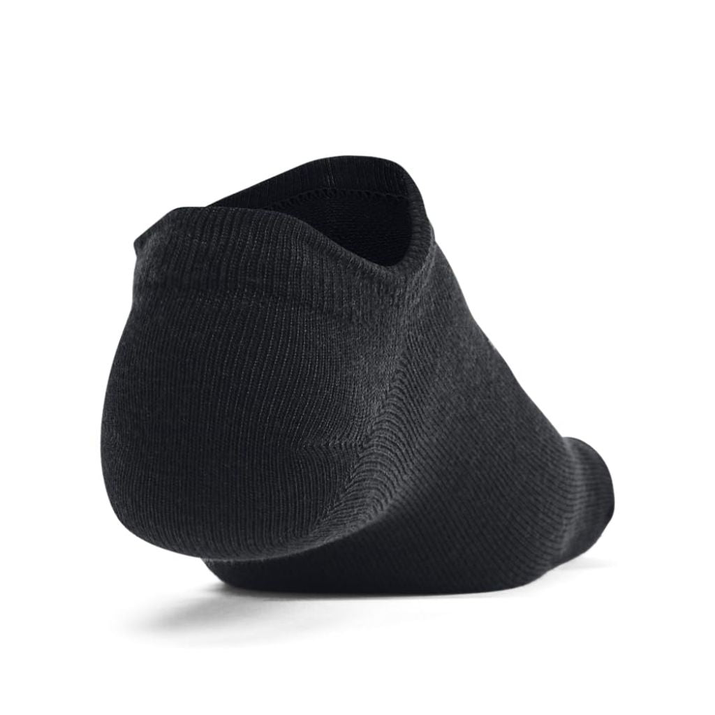 SZ L, Under Armour Unisex-Adult Essential No Show Socks 6 Pack, (001) Black/Black/Castlerock