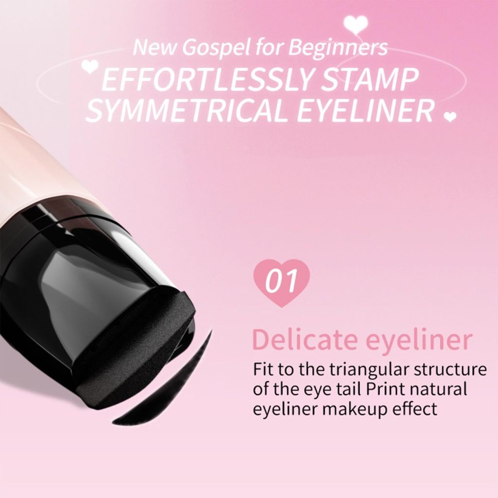 Hunjiry Foldable Eyeliner Stamp for Beginners – Black Gel Winged Eyeliner Pencil, Waterproof & Smudge-Proof Cat Eye Stencil with Easy-Grip Handle (Black, TikTok Viral)