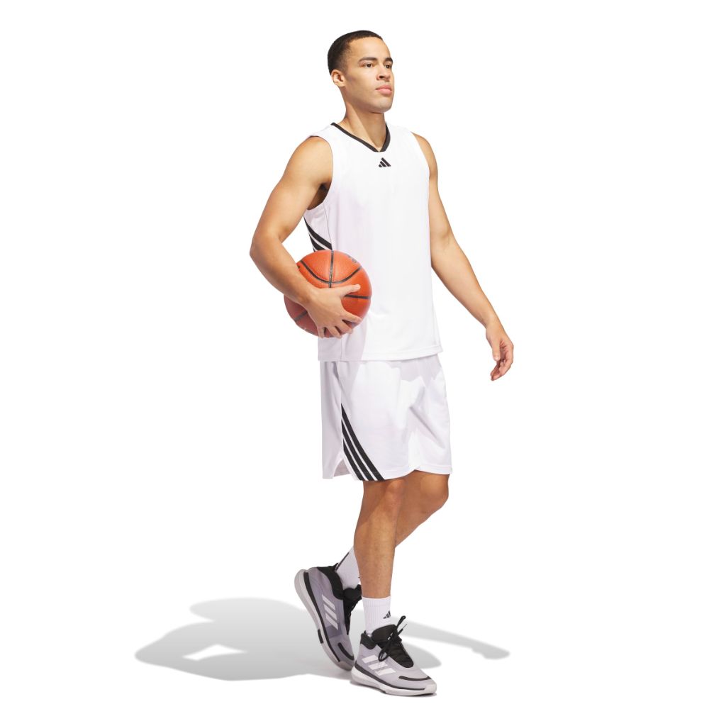 adidas Men's 7" Basketball Shorts - White/Black, XS
