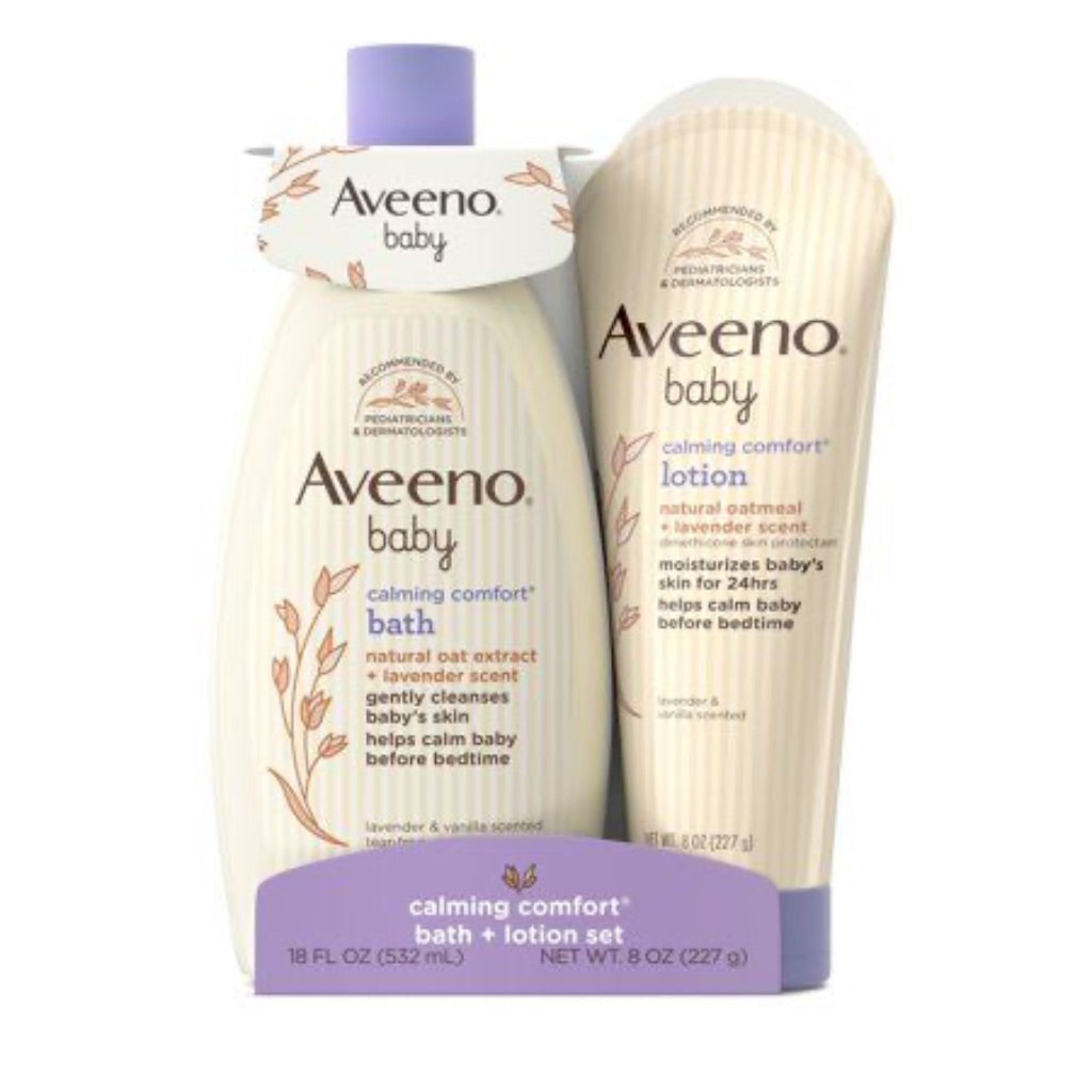 Aveeno Baby Calming Comfort Bath & Lotion Set with Natural Oat, Lavender & Vanilla Scents