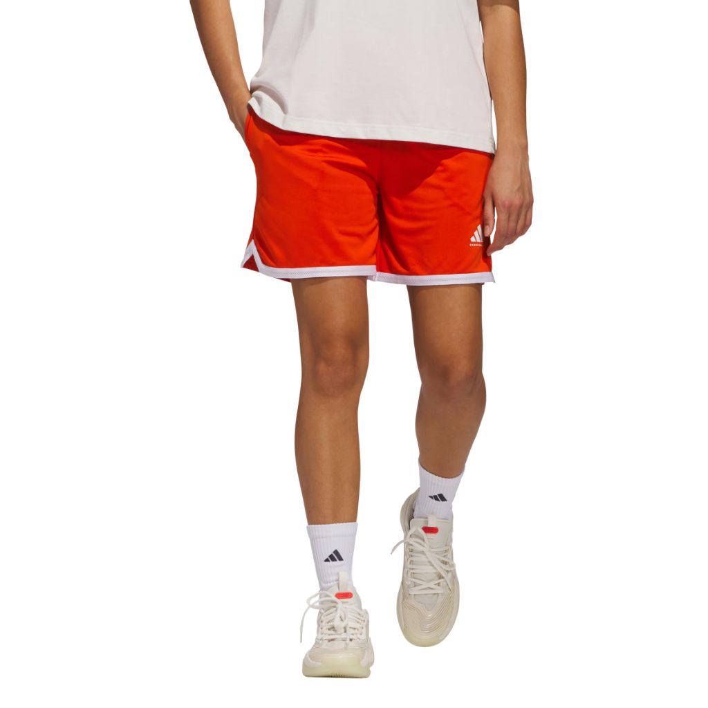 adidas Women's Select Mesh Basketball Shorts - Collegiate Orange/White, 3XL