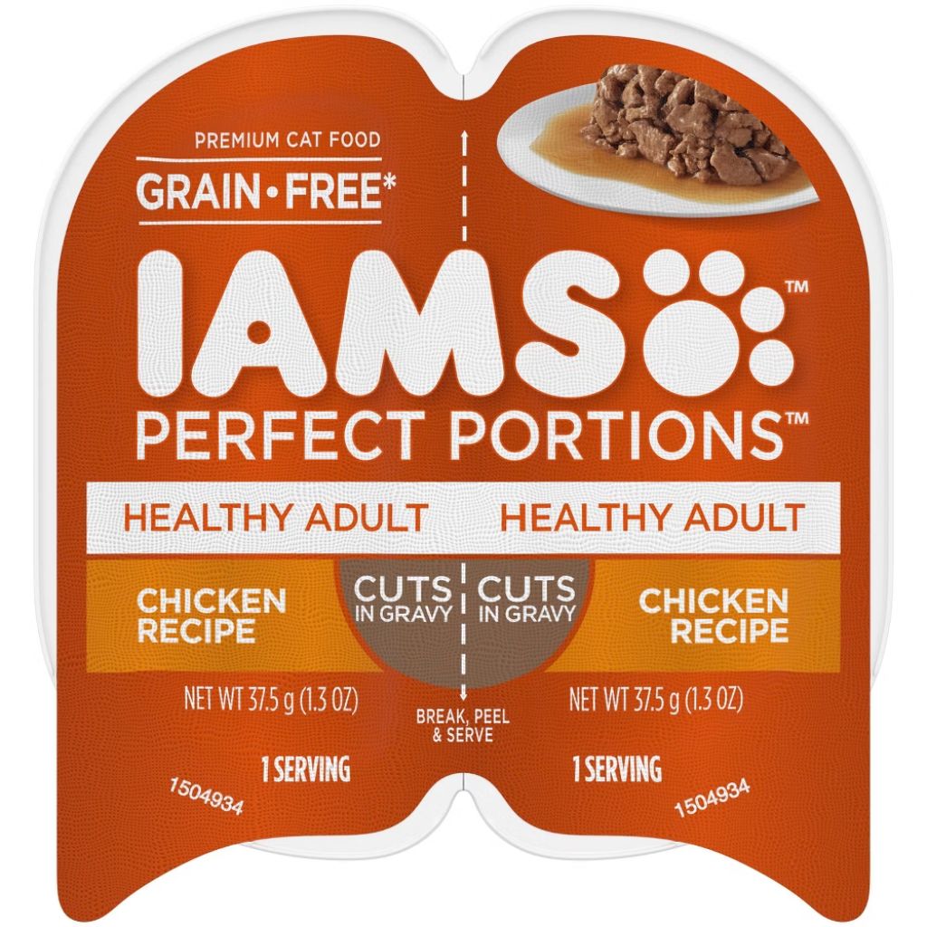 IAMS Perfect Portions Grain Free Cuts In Gravy Premium Adult Wet Cat Food Chicken Recipe - 2.64oz