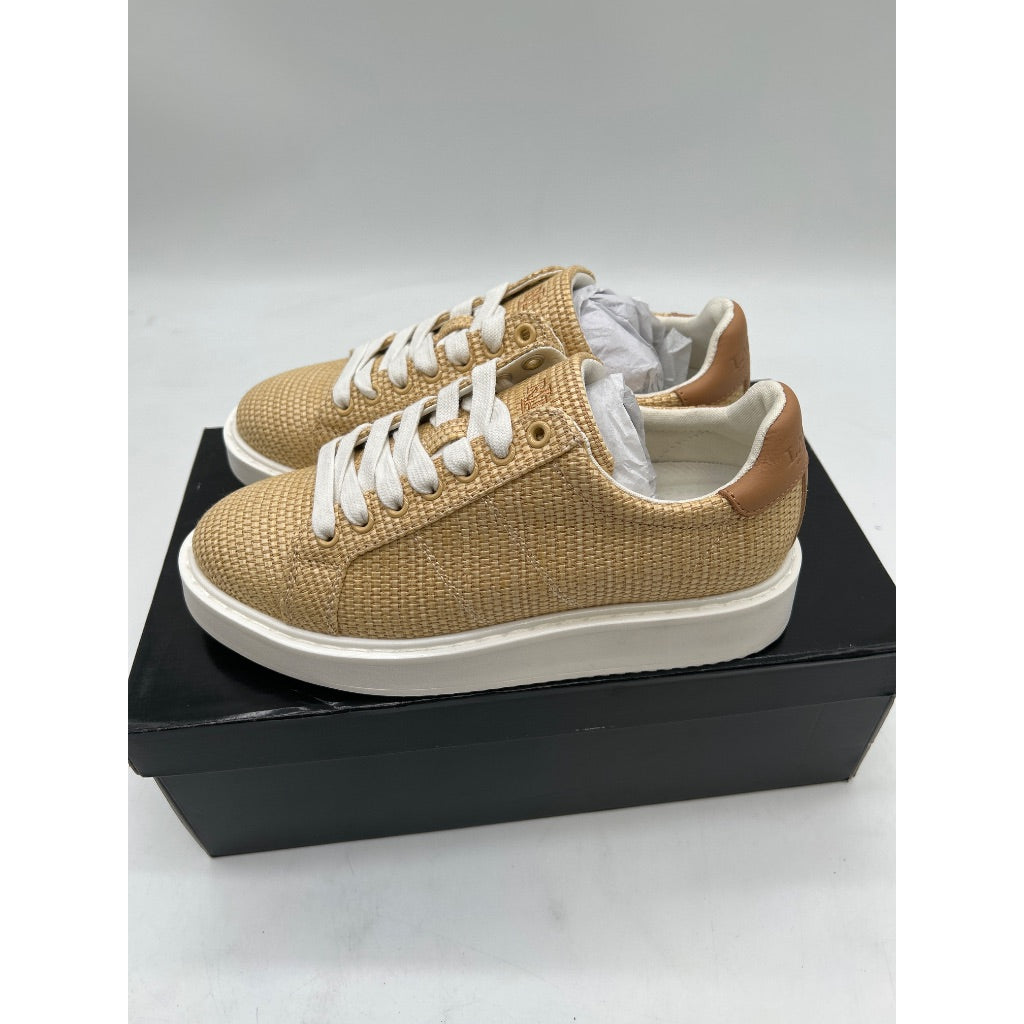 Lauren Ralph Lauren Women's Angeline 4 Lace-Up Platform Sneakers, Natural/Buff - Size 5