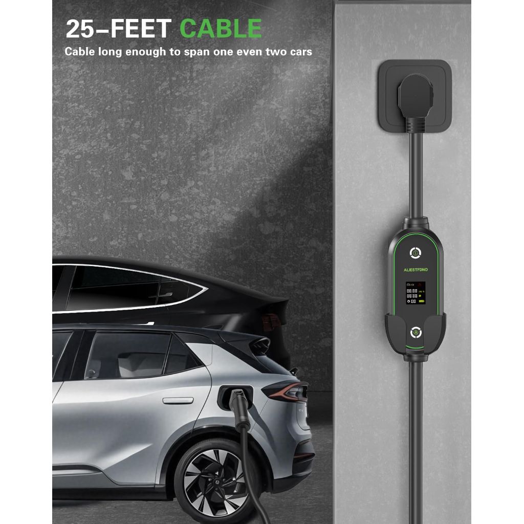 ALIESTFDNO Portable Level 2 EV Charger, 40A, 220-240V, with 25ft Charge Cable and NEMA 14-50 Plug