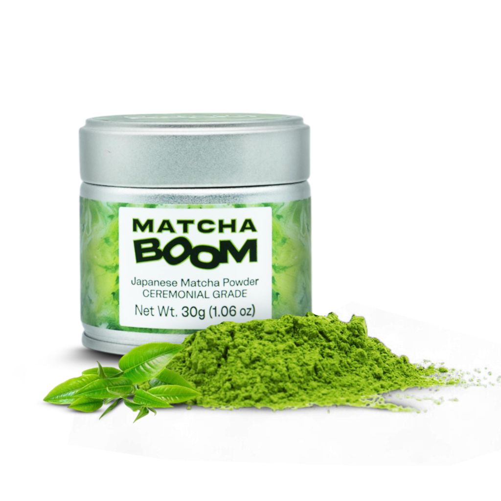 MATCHA BOOM Ceremonial Grade Japanese Matcha Powder – Organic Matcha Green Tea Powder for Lattes Smoothies Tea