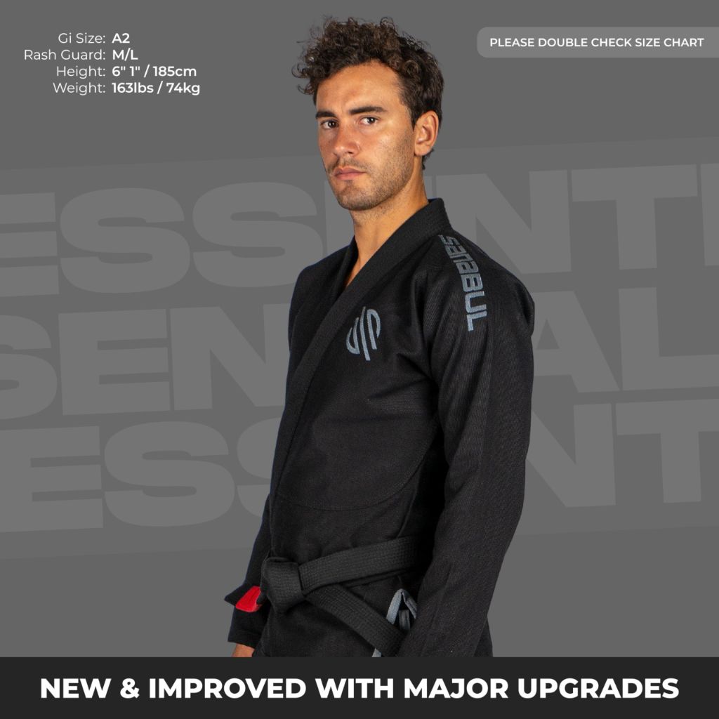 Sanabul Essential BJJ Gi for Men Brazilian Jiu Jitsu Gi  - Black/Grey, A1
