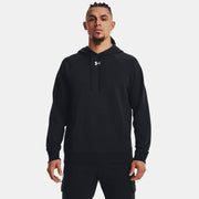 Under Armour 1379757 Men's Rival Fleece Hooded Sweatshirt - Black/ White - 3XL