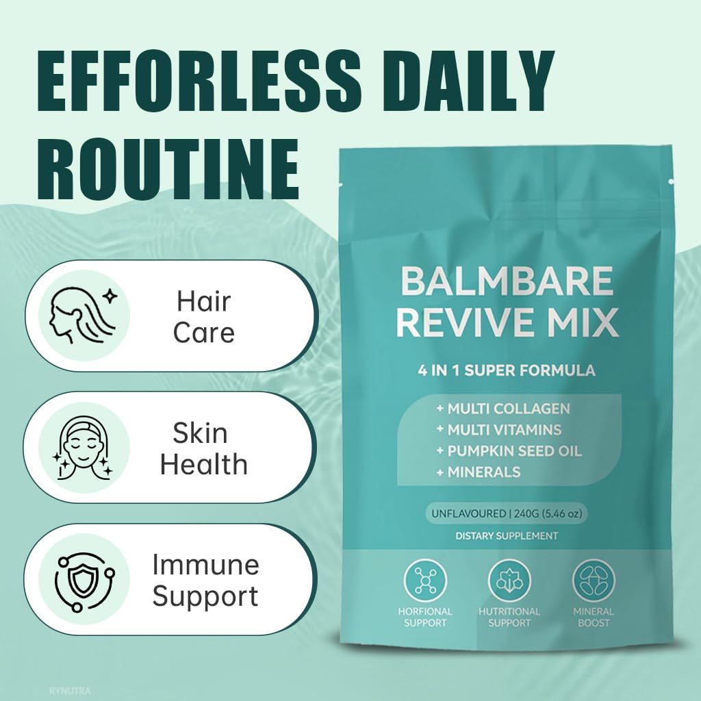 RyNutra Revive Hair Multi-Collagen Protein Powder, Unflavored-240g