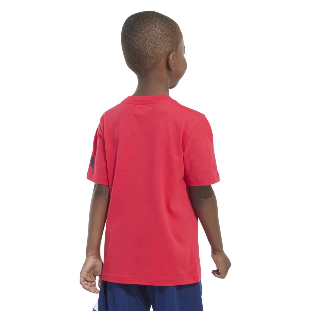 Adidas Boys' Short Sleeve Graphic Tee Shirt, Red/Navy, 2T
