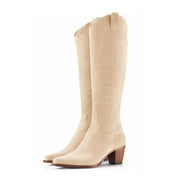 SZ 9.5, Women Cowboy Knee High Boots Suede