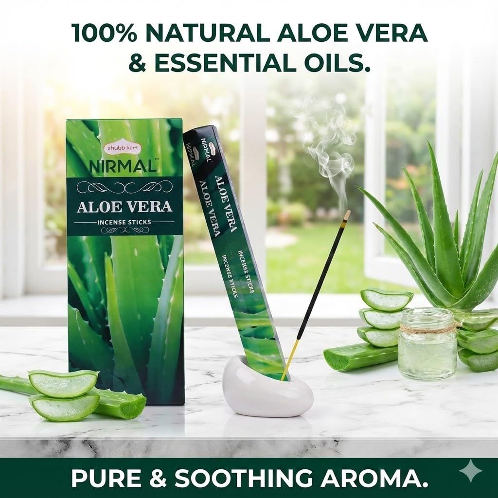 Shubhkart Nirmal Aloe Vera Incense Sticks, Pack of 6 (120 Sticks). Fresh, Clean & Soothing Scent