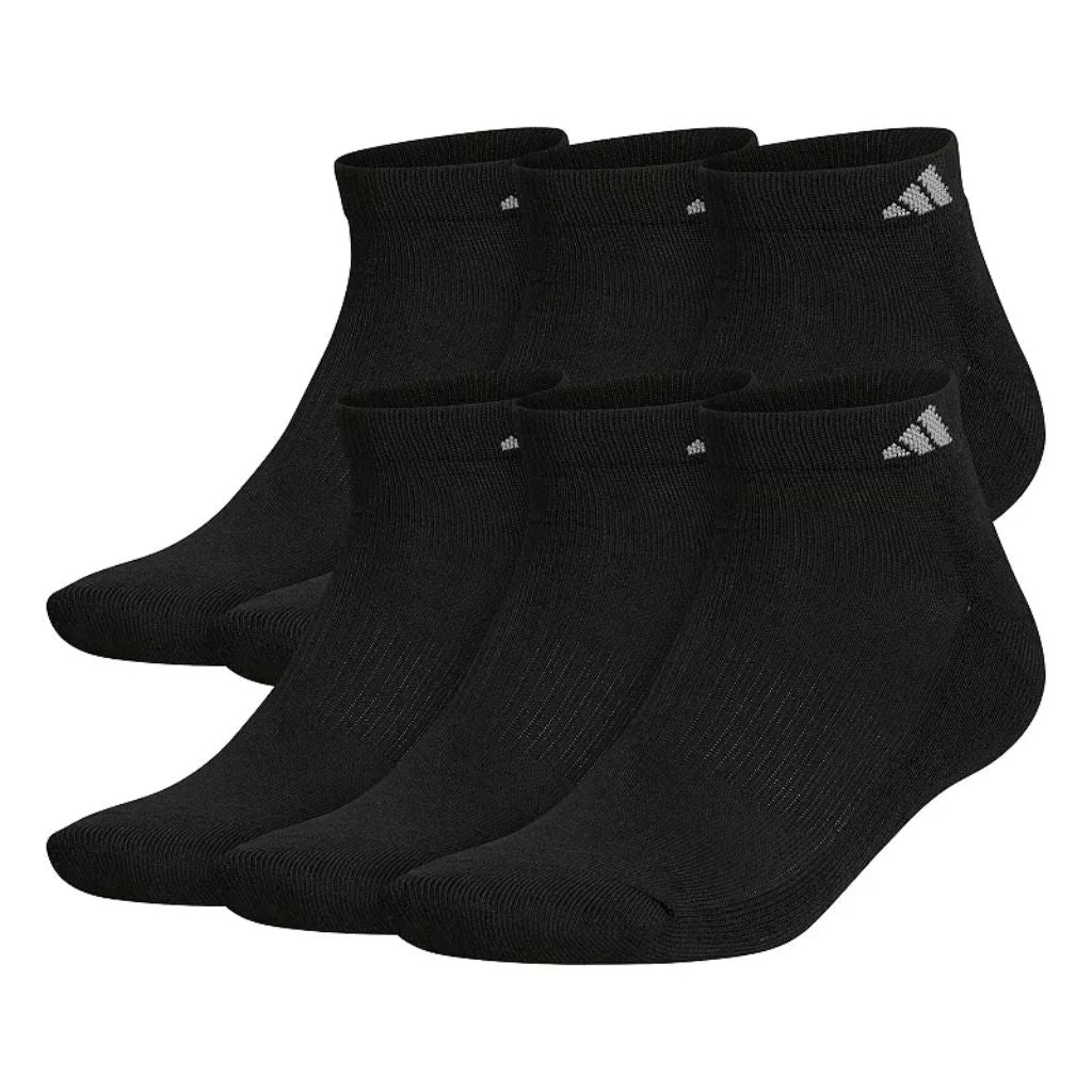 adidas Men's Athletic Cushioned Low Cut Socks - Black, Size 6-12 (6 Pair)