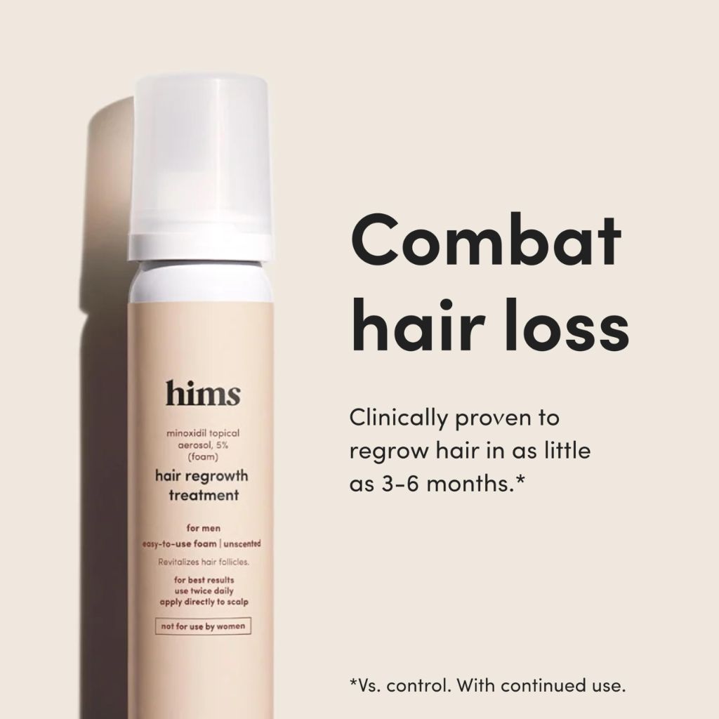 Hims hair regrowth treatment minoxidil 5% topical solution foam | 2.11 oz