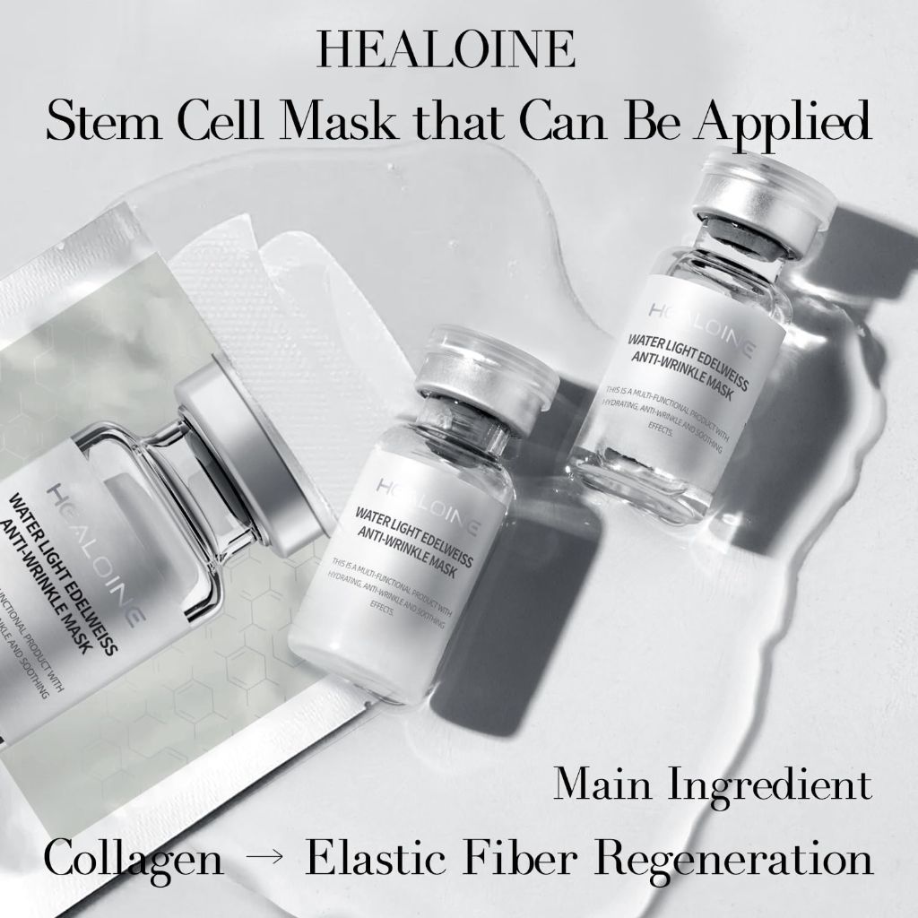 HEALOINE Stem Cell Collagen Face Mask with Edelweiss Extract - Korean Skincare for Sensitive Skin