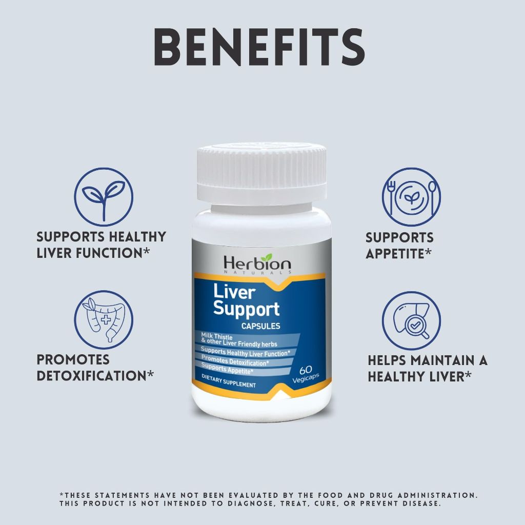 HERBION Naturals Liver Support Herbal Blend with Milk Thistle, Supports Healthy Liver Function - 60 Vegicaps
