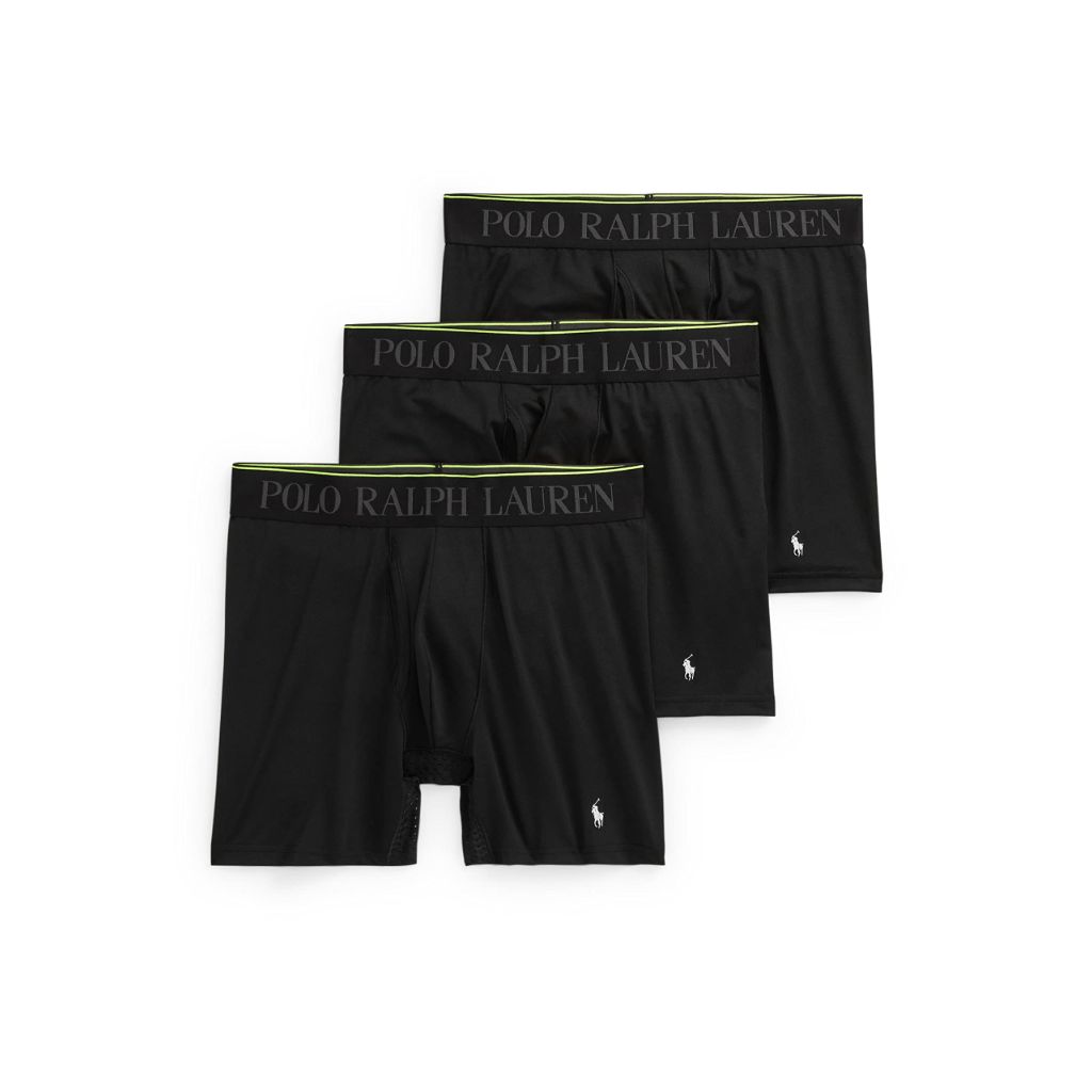 POLO RALPH LAUREN Men's 4D Flex Performance Air Boxer Briefs, Polo Black/White, Small
