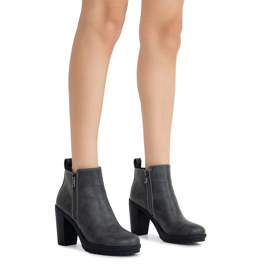 Jeossy Women's 9676 Ankle Booties Platform Chunky Heel Boots, Whisky, Size 11M US(DJY9676 Whisky 11)