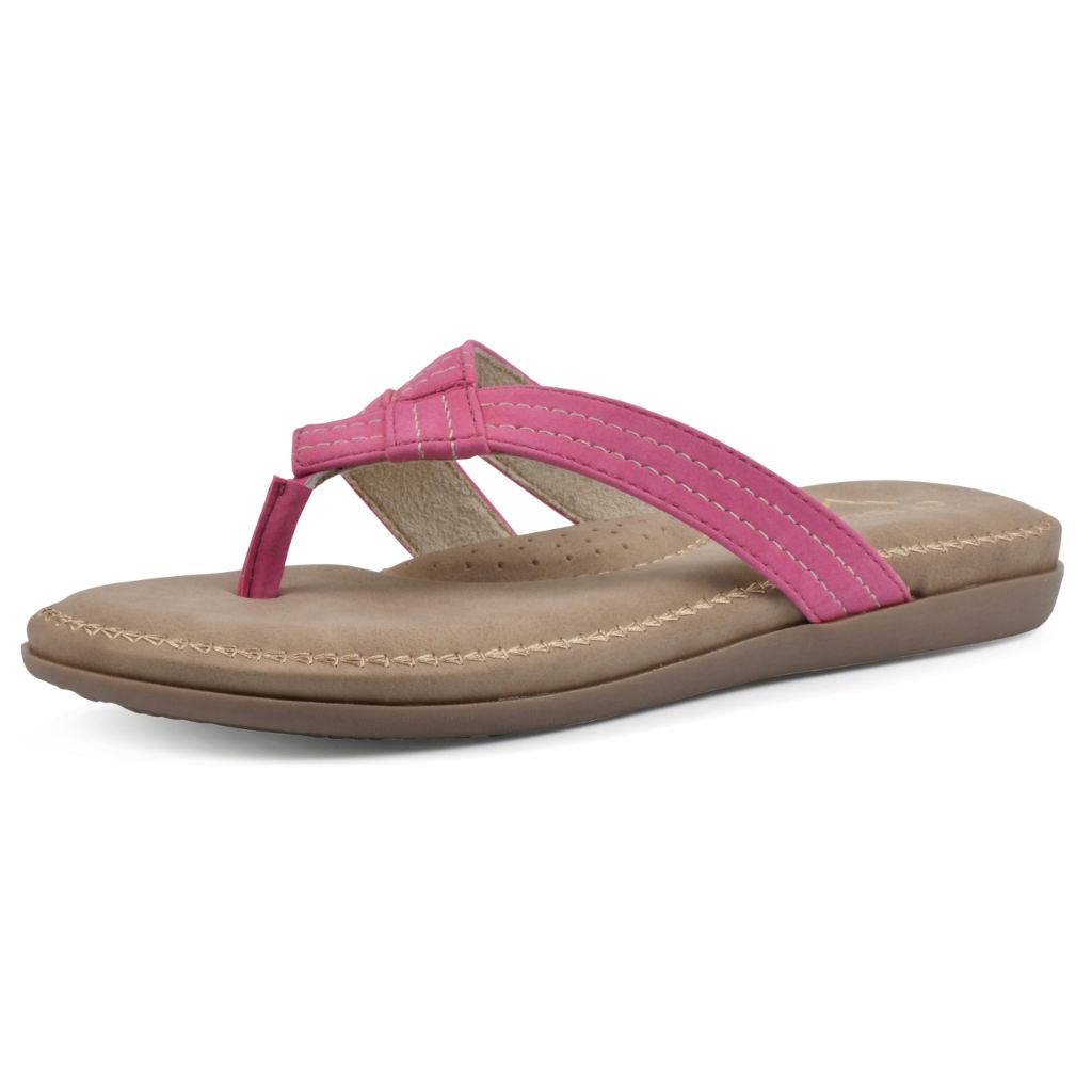 CLIFFS BY WHITE MOUNTAIN Women's Fateful Cushioned Flip Flop Sandal, Hot Pink/Nubuck, 10 M