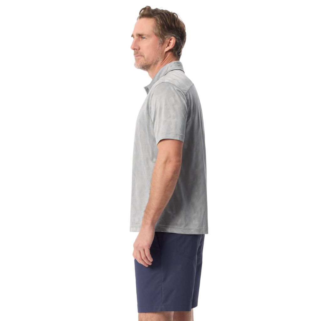 BASS Outdoor Men's Short Sleeve Textured Polo - Quarry/Jacquard Camo, Size Medium