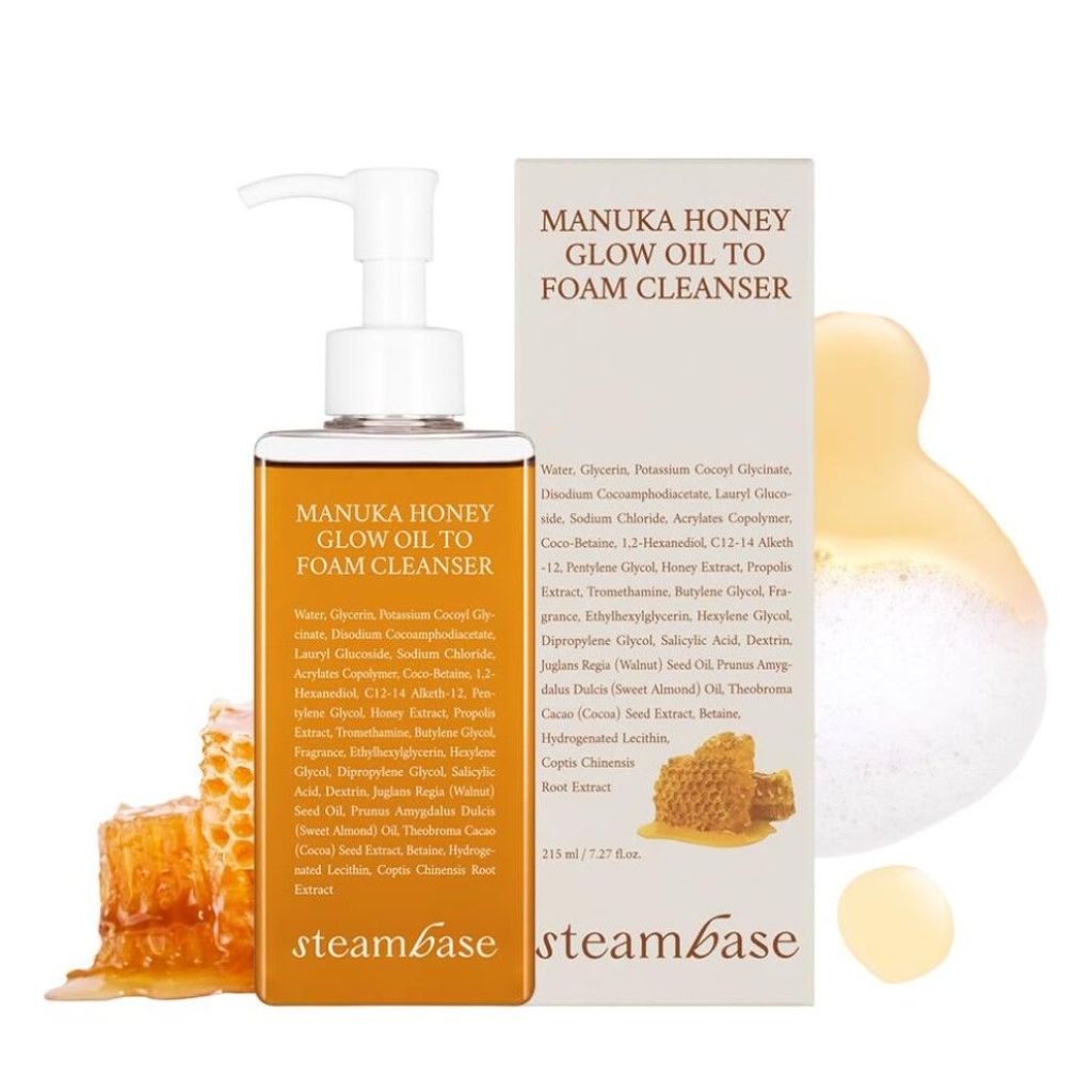 Steambase Manuka Honey Glow Oil to Foam Daily Facial Cleanser for Sensitive Skin - 7.27 fl. oz.