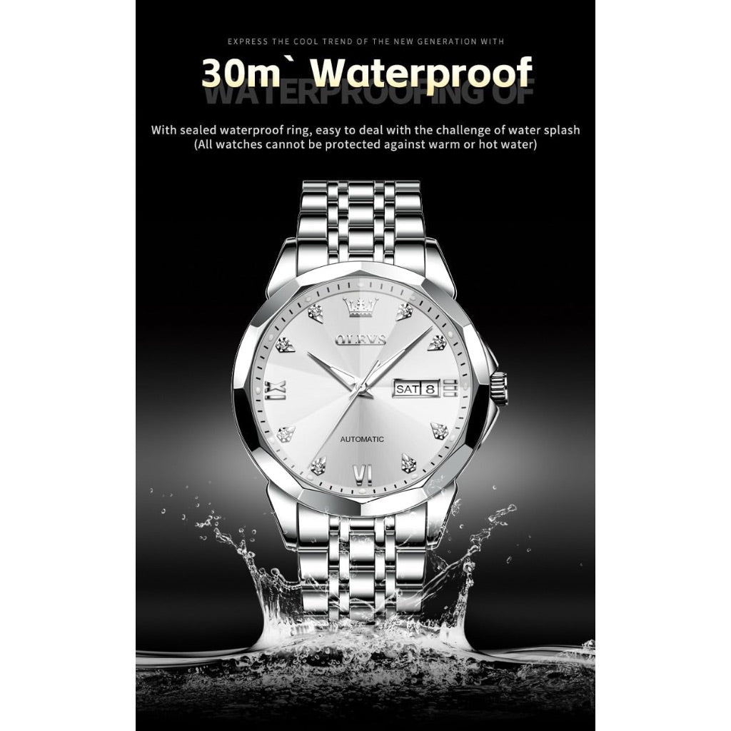 OLEVS Men's Mechanical Dress Watch, 41mm Stainless Steel Self Winding, YPF-S-G9982G-BB