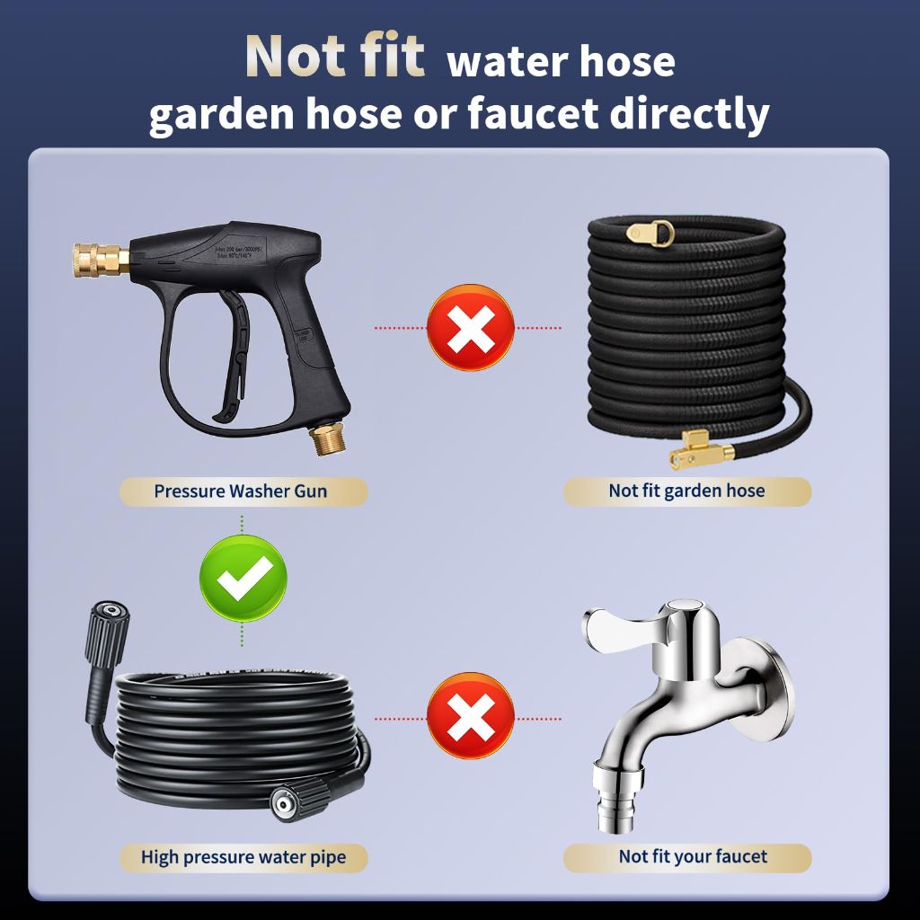 Foam Cannon for Pressure Washer, Stubby Gun with Dual Connector (M22-15mm Adapter + Wash Mitt), 5 Nozzles Tips, 4000 PSI Pressure Washer Gun, 1/4" Quick Connect for Auto/Home, 1 Liter