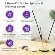 Nag Champa Lavender Incense Sticks – Premium Hand-Rolled Natural Scent | 180 g (15 g × 12 Packs) with Wooden Holder | Calming Aroma for Sleep, Meditation & Stress Relief.