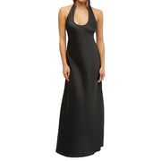 WEWOREWHAT-Halter Scoop Midi-Silky Charmeuse-Black-4