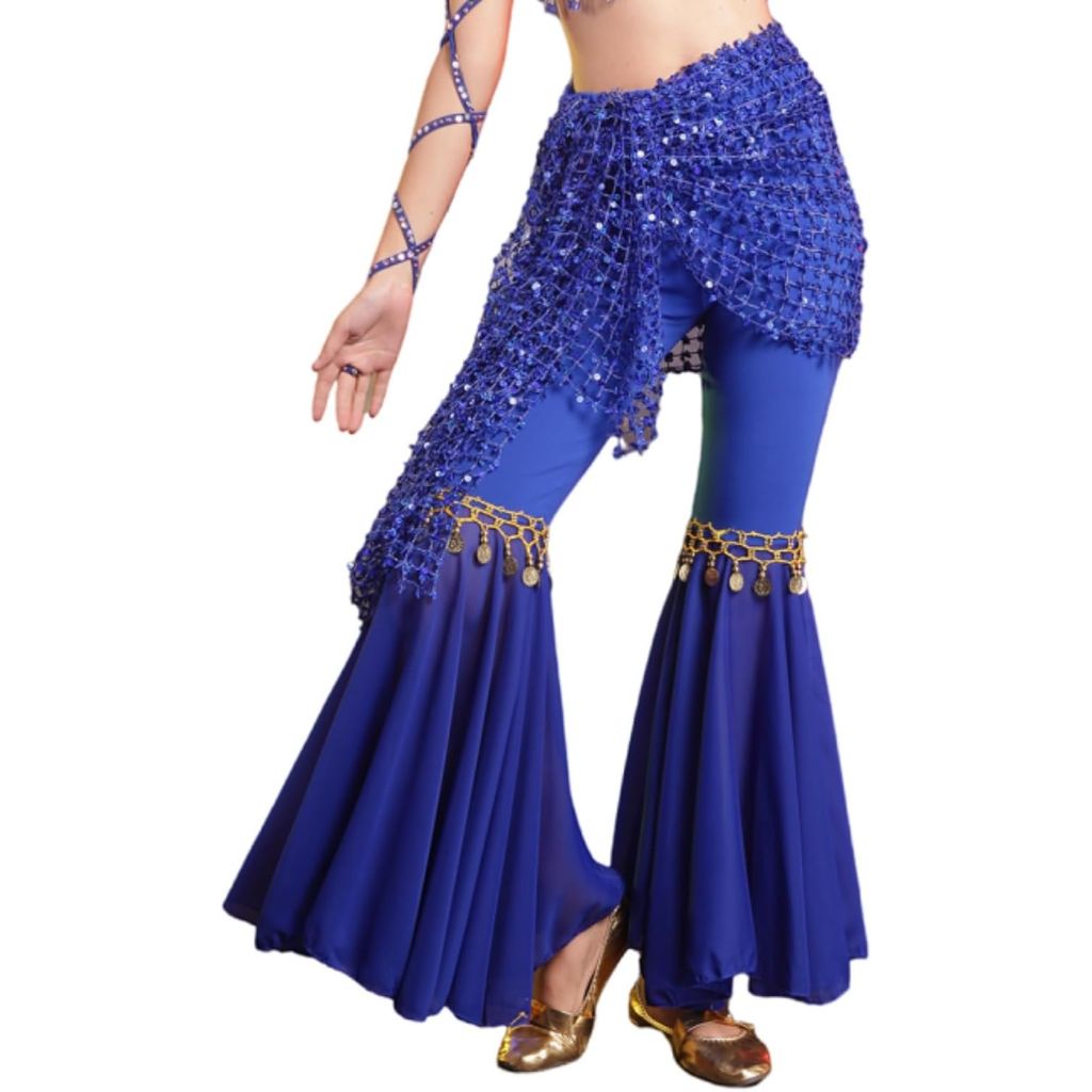 Wuchieal 2-in-1 Multifunctional Belly Dance Scarf Fashion Belt - Navy, Large