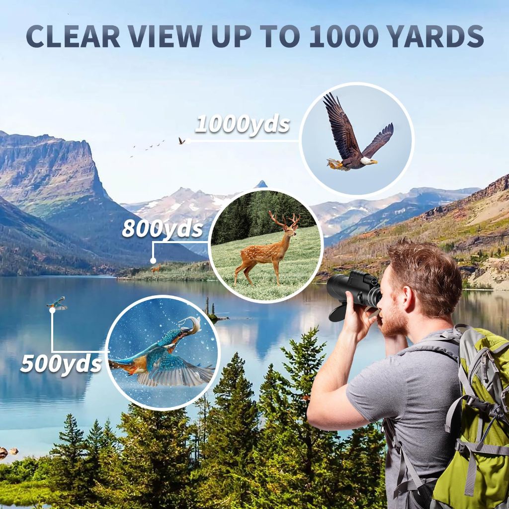 80x100 HD Monocular Telescope, Monoculars for Adults High Powered with Smartphone Adapter & Tripod