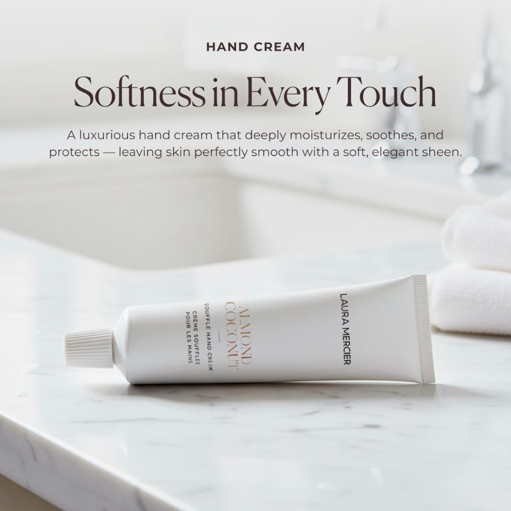 Laura Mercier Soufflé Hand Cream, 24HR Hydration, Nourishes and Repairs | Almond Coconut