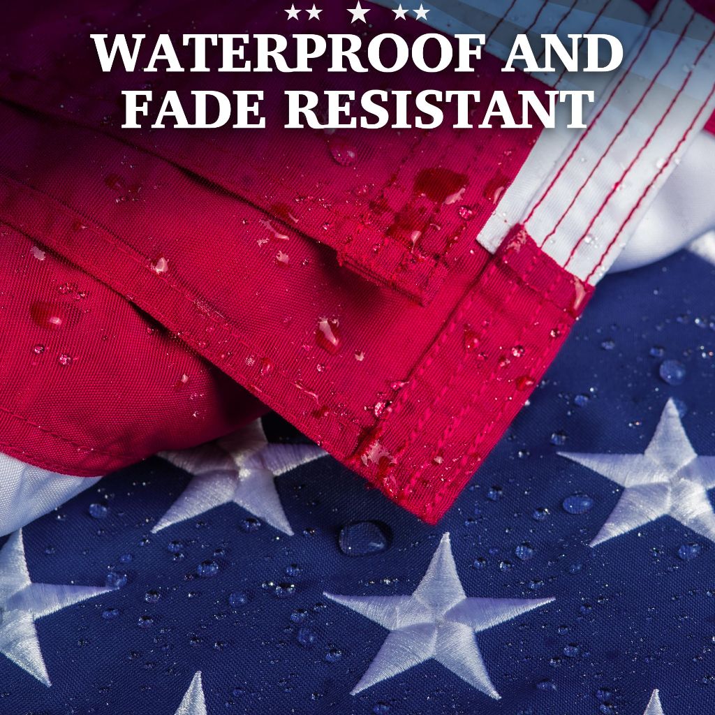 Heavy Duty Polyester American Flag with Embroidered Stars & Sewn Stripes, Brass Grommets for Outdoor Use - 8ft. x 12ft.
