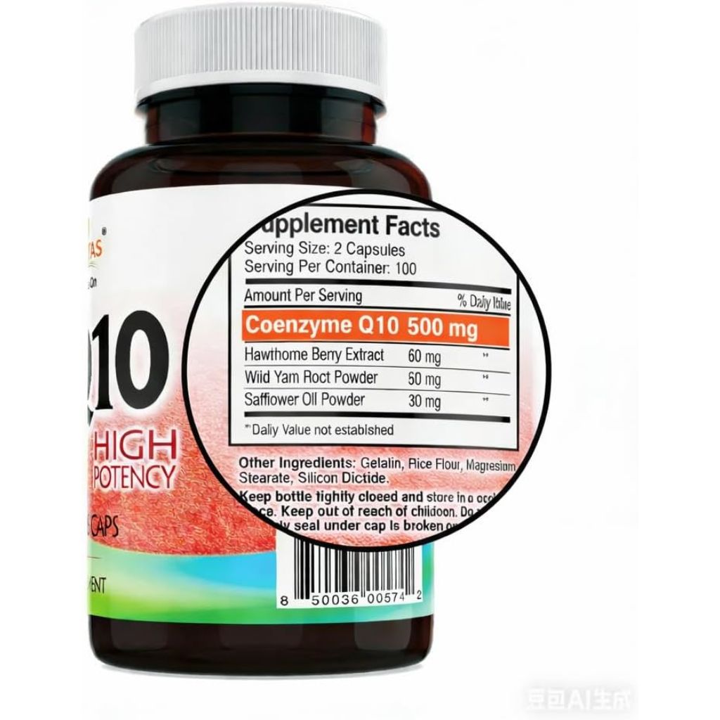 CoQ10 500mg, High Potency Coenzyme Q10 Supplement 200 Vegetarian Capsules (6 Month Supply)