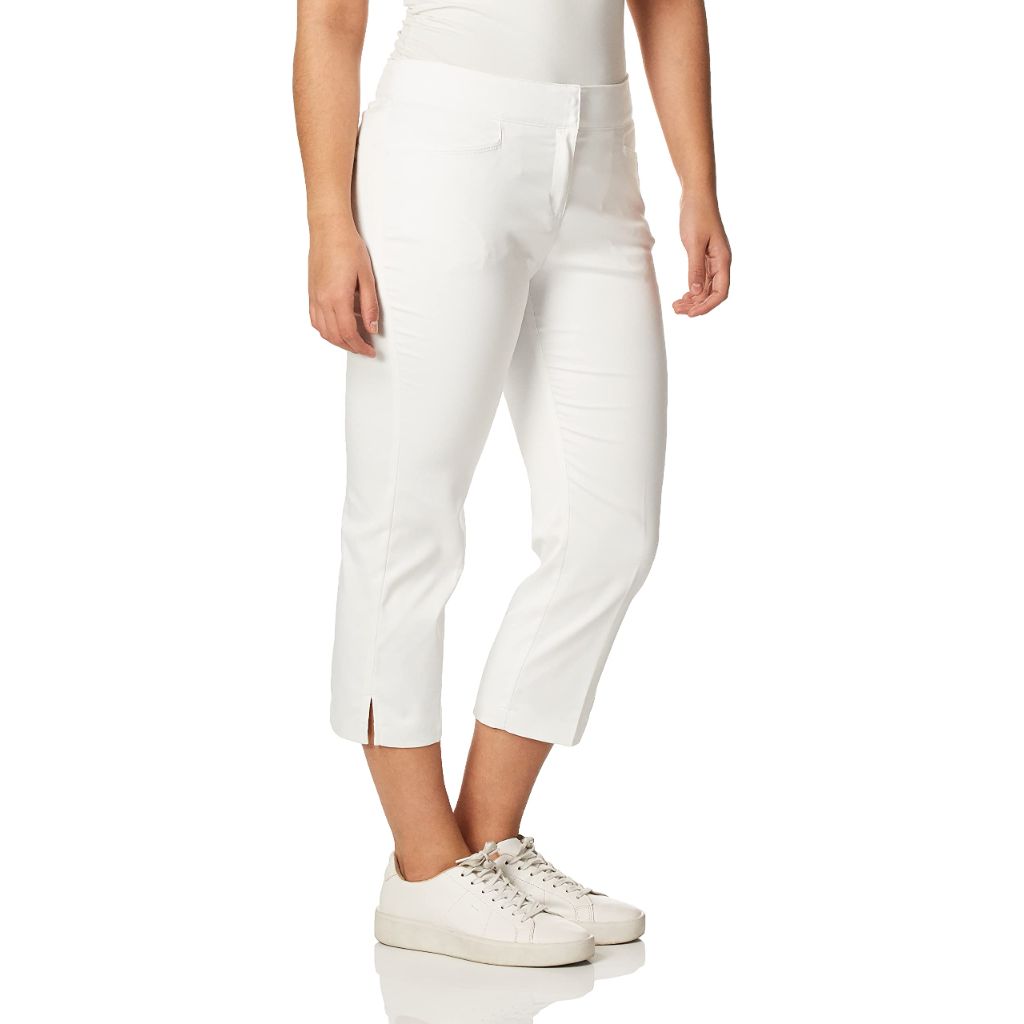 PGA Tour Women's Motionflux 26" Tech Capri Golf Pant with Comfort Stretch, Bright White, 18