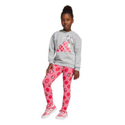 adidas Girl's x Disney Minnie Mouse Sportswear Jogger Set - Gray Heather/Pink Fusion/Pure Ruby, Size Small
