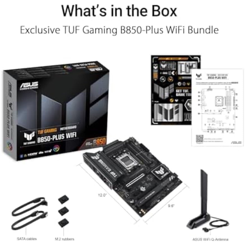 ASUS TUF Gaming B850-PLUS WiFi AMD AM5 B850 ATX Motherboard, 14+2+1 80A Stages, AI Ready, DDR5, PCIe 5.0, 3X M.2, Wi-Fi 7, 2.5Gb LAN, DisplayPort, HDMI™, USB 10Gbps & 20Gbps Type-C®, BIOS Flashback™