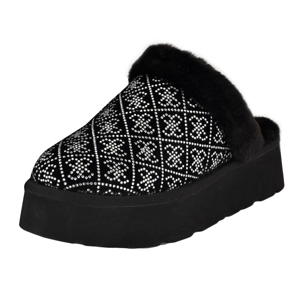 Guess Women's Danikas Slipper, Black Velvet Rhinestone Logo 001(, 9M)