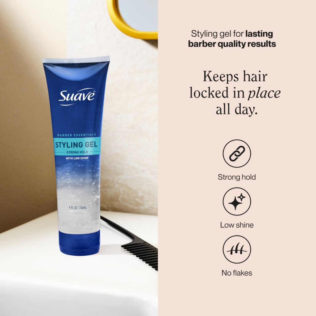 Suave For Men Barber Essentials Strong Hold Hair Gel - 9 fl. oz. (2 Pack)