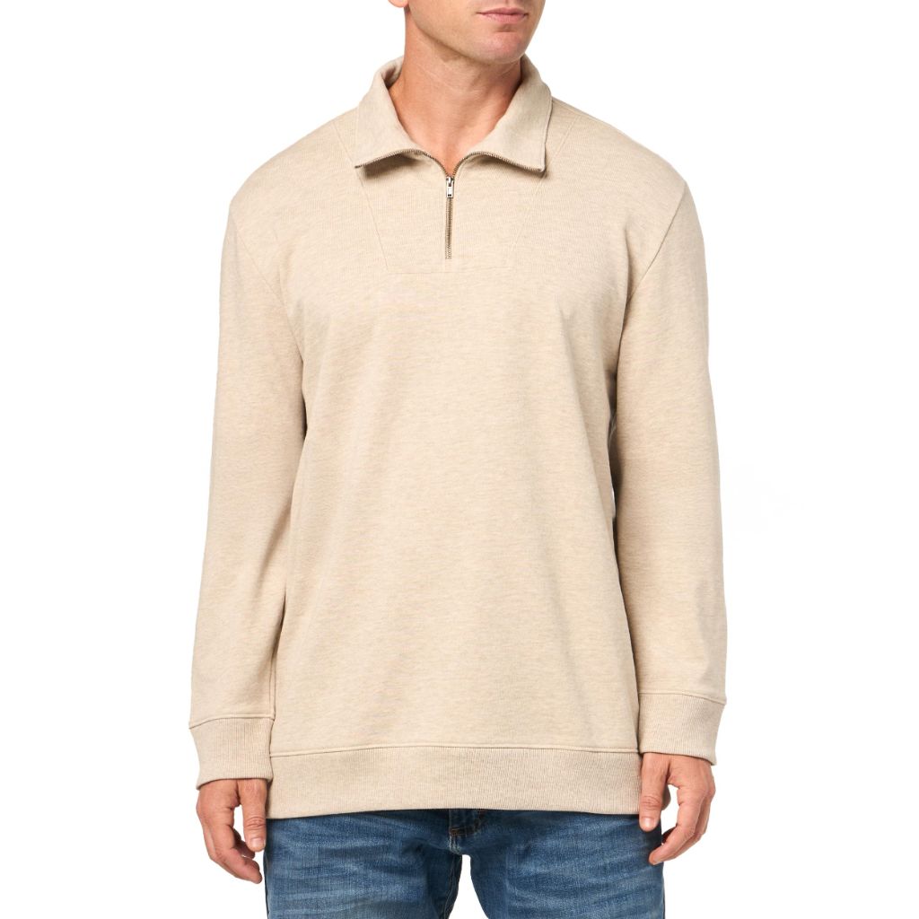 Vince Mens Mock Neck QTR Zip, H. Sheep, Small