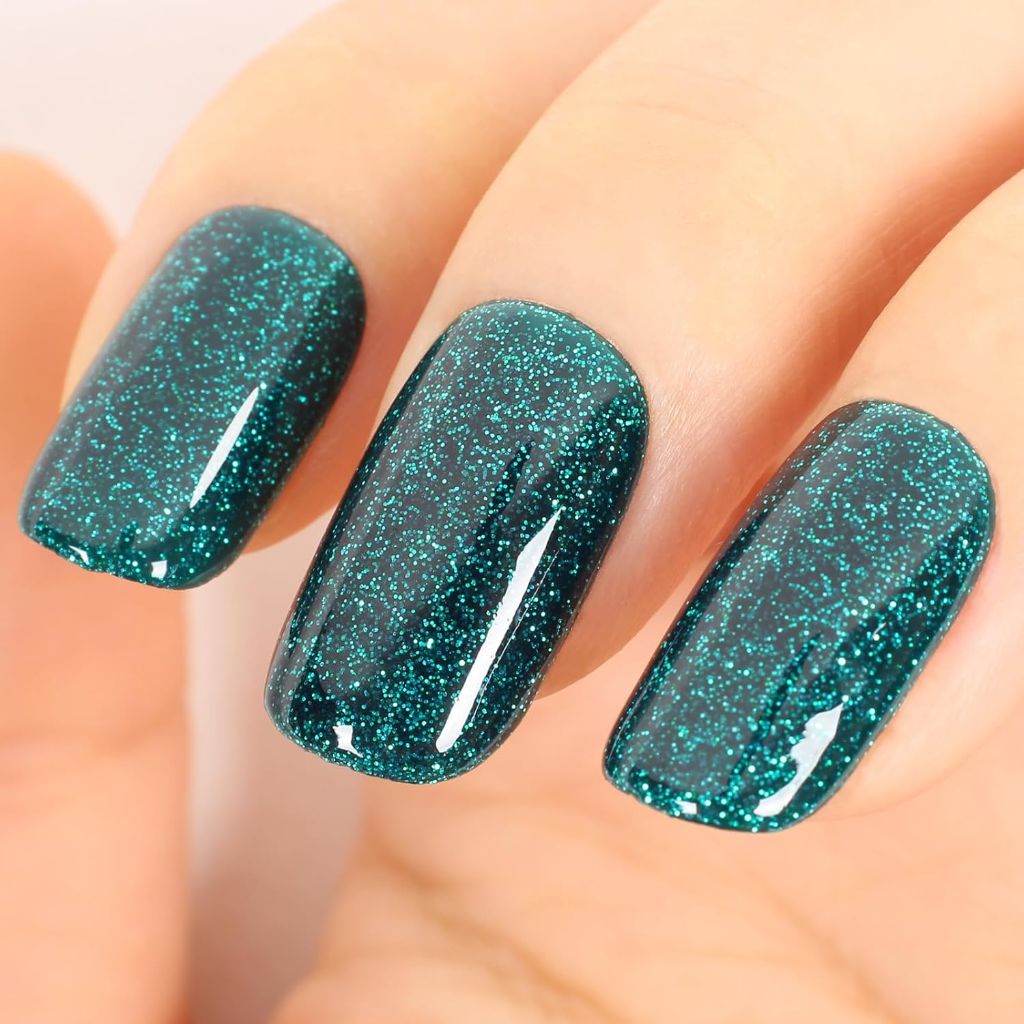 Glitter Gel Polish, Sparkly Shimmer Green Gel Nail Polish, 15ml - GP0063