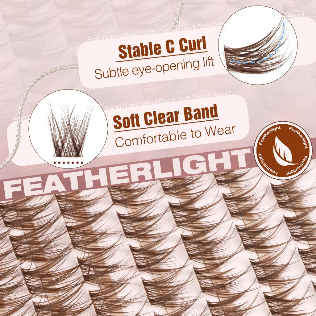 Mavphnee Brown Eyelash Clusters DIY Lash Pack (132Pcs, 8-16MM)
